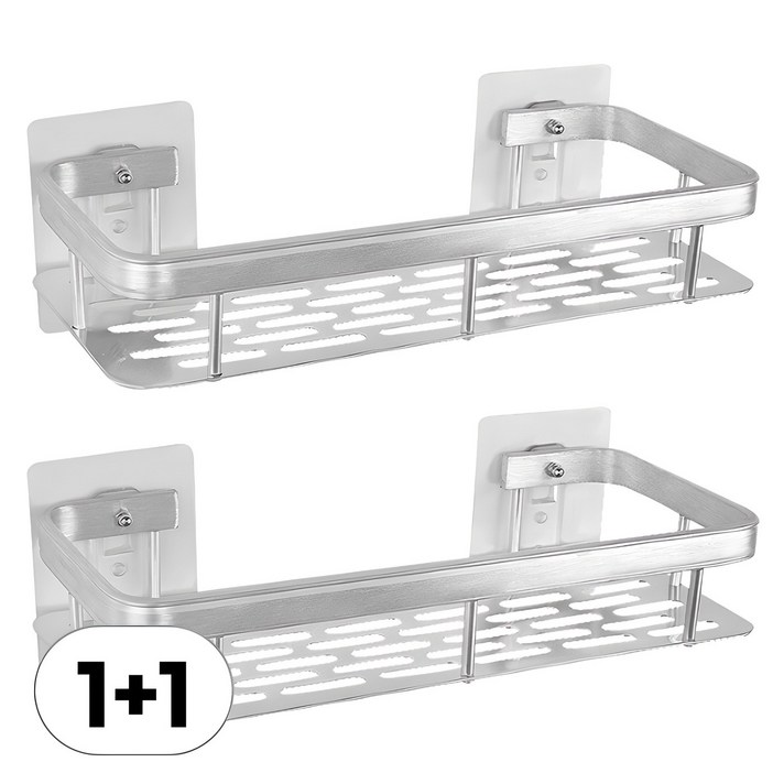 11 무타공 접착식 욕실 선반 세트 300 접착 패드 포함 화장실 정리 일자형 정리대 알루미늄 부착식 벽걸이 스티커 부착 붙이는 수납 거치대 물빠짐 벽선반 인테리어