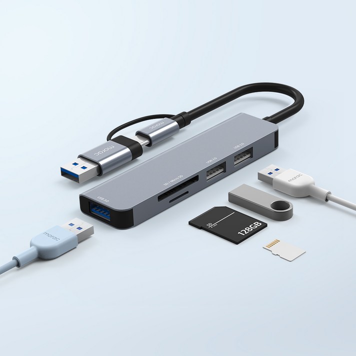 morac 프로토 5포트 USB 젠더 C타입 멀티 허브 MRHUB5, 단품, 5개 morac 프로토 5포트 USB 젠더 C타입 멀티 허브 MRHUB5, 단품, 5개