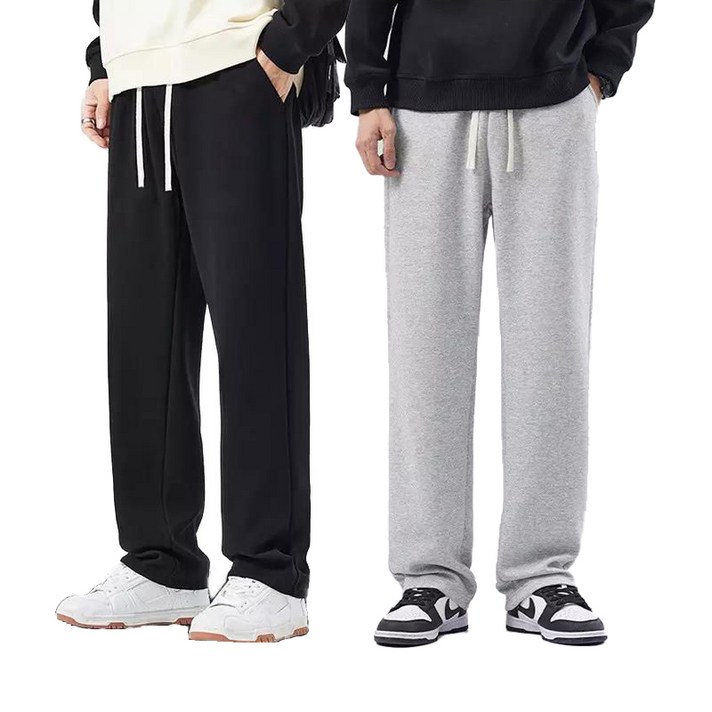 2장세트 남자 기모 트레이닝바지 가을 겨울 츄리닝바지 스트레이트 일자 팬츠 남녀공용 Tanlz609