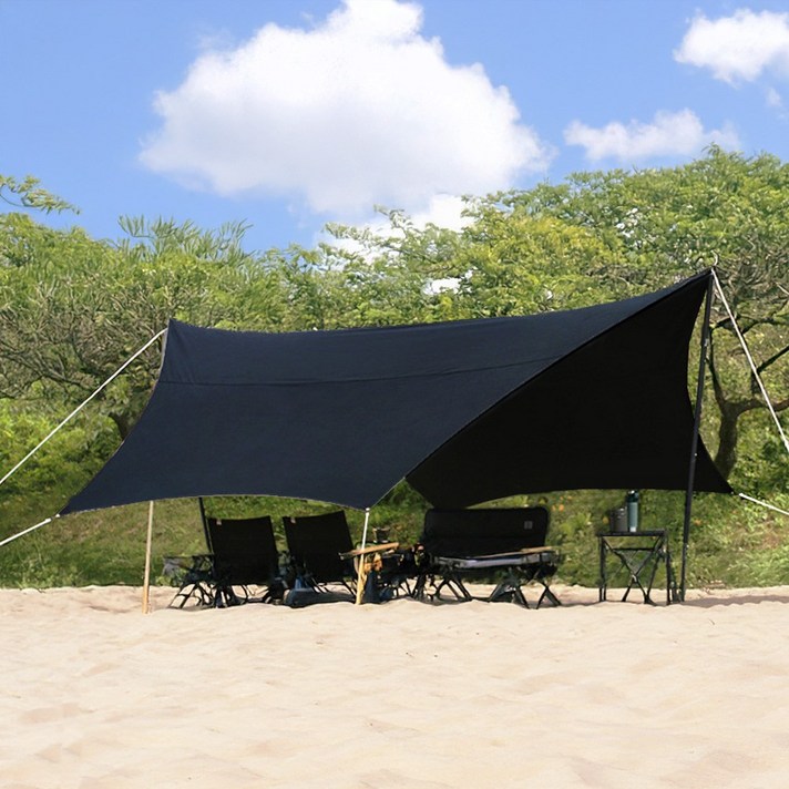 이엔비 캠핑 Black 코팅 210D 헥사 타프