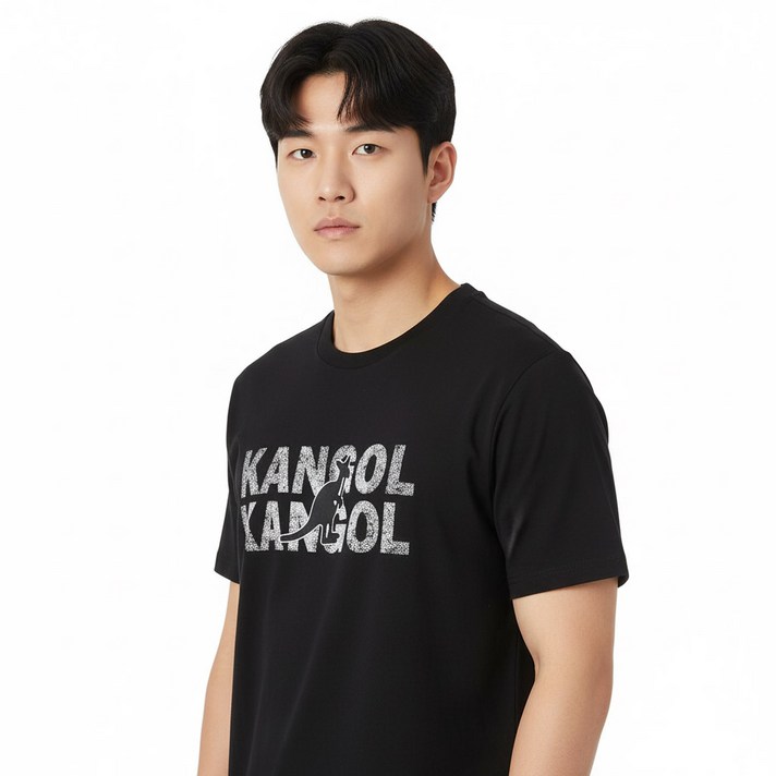 캉골 티셔츠 반팔티 K90185 블랙 프린트로고