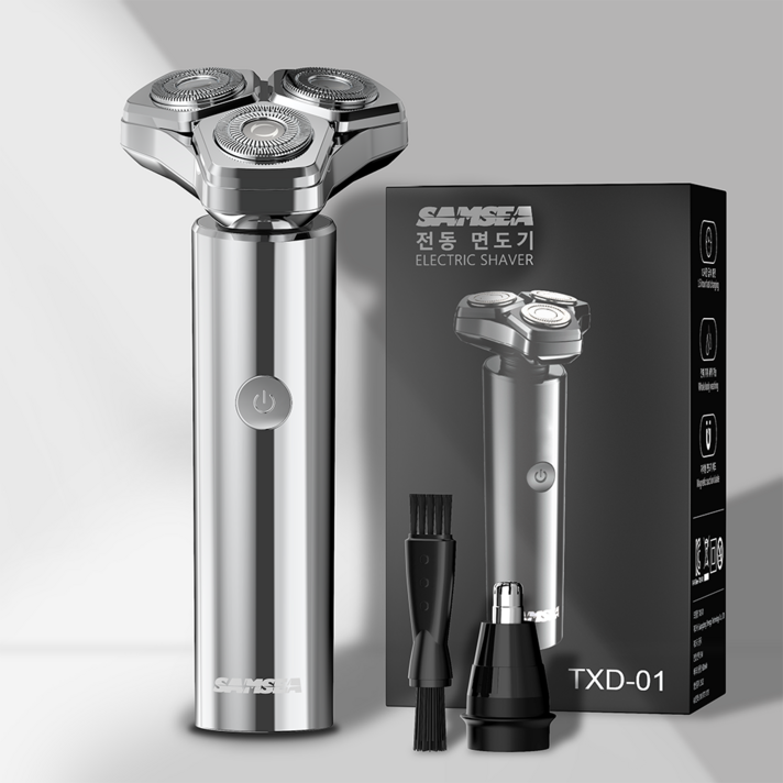 SAMSEA 360도 전기면도기, IPX7 완벽방수 전동면도기,휴대용 2in1 면도기, 실버 SAMSEA 360도 전기면도기, IPX7 완벽방수 전동면도기,휴대용 2in1 면도기, 실버