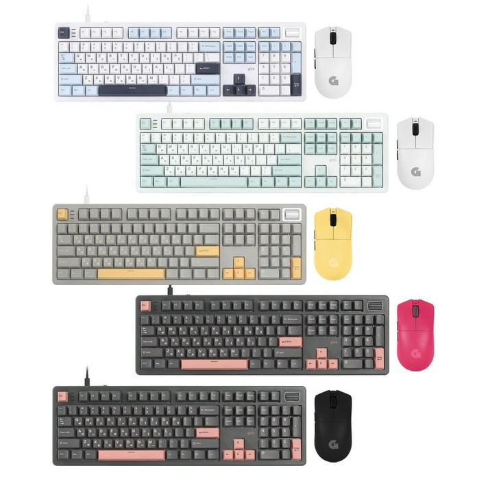 지클릭커 파도프로젝트 OPS899 8K 풀윤활 제주스위치 게이밍 키보드 마우스 세트, 일반형, 머큐리 핑크 RC1 제주바다 37g, OPS899