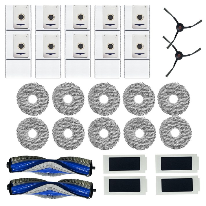 호환 에코백스 디봇 T30 프로 옴니 소모품 PRO OMNI 로봇청소기 메인브러쉬 물걸레 리필 사이드브러쉬 더스트백 먼지봉투 5종 풀 세트, 1개, 28개 SET