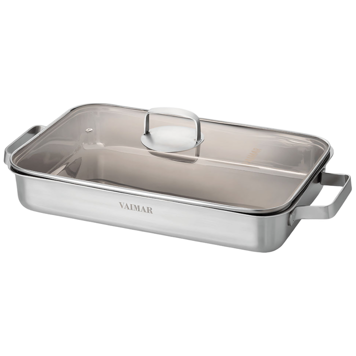 홈파티 필수템 IH 스텐 인덕션호환 와이드 직사각팬 냄비유리뚜껑