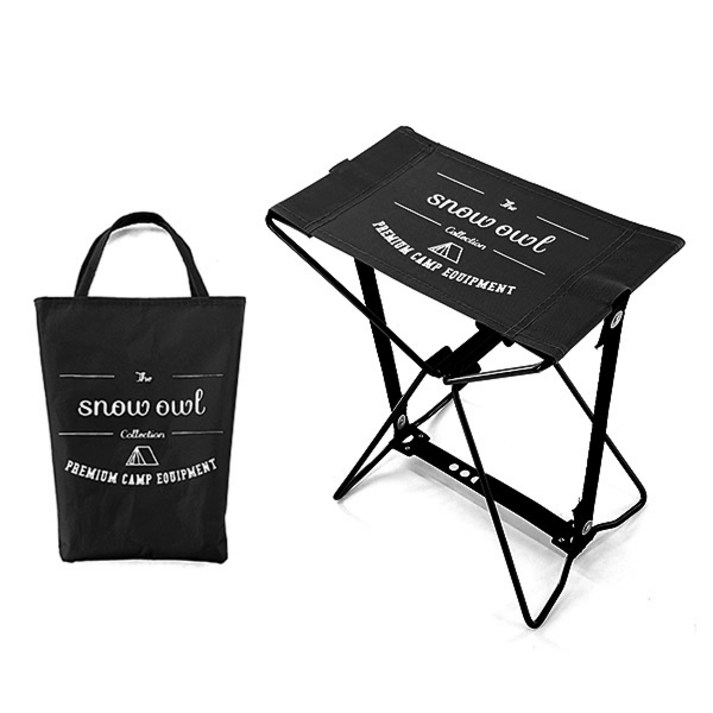 스노우아울 초경량 미니 스툴  수납파우치, 블랙, 1세트