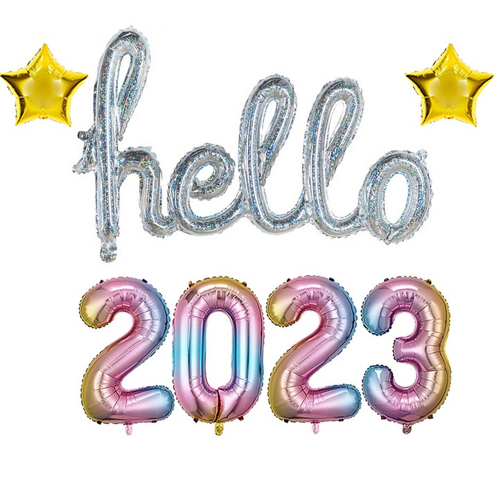 올리브파티 2023 신년 파티 풍선 세트, 레인보우, 1세트