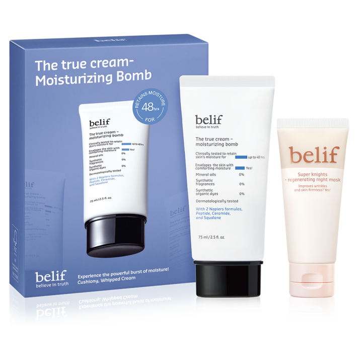 빌리프 더 트루 크림 모이스춰 라이징 밤 + 리제너레이팅 나이트 마스크 35ml 세트