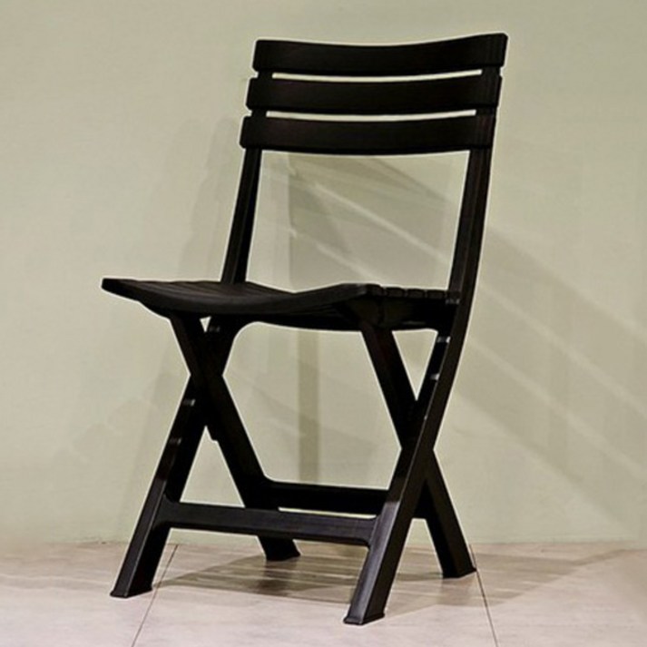 하프만가구 튼튼한 플라스틱 실내외 겸용 접이식 아이비 의자, 블랙, 1개