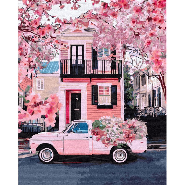 플레이어바웃 유화 피포페인팅 DIY 명화 그리기 40 x 50 cm 핑크 블로썸