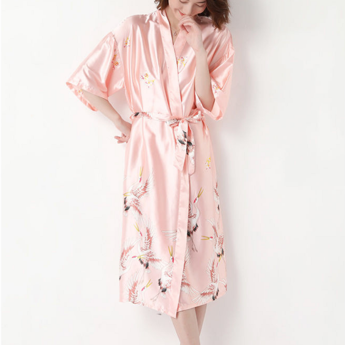 인아트 부드러운 실크 골프 샤워 가운 롱 XL, 로브 핑크, 1개