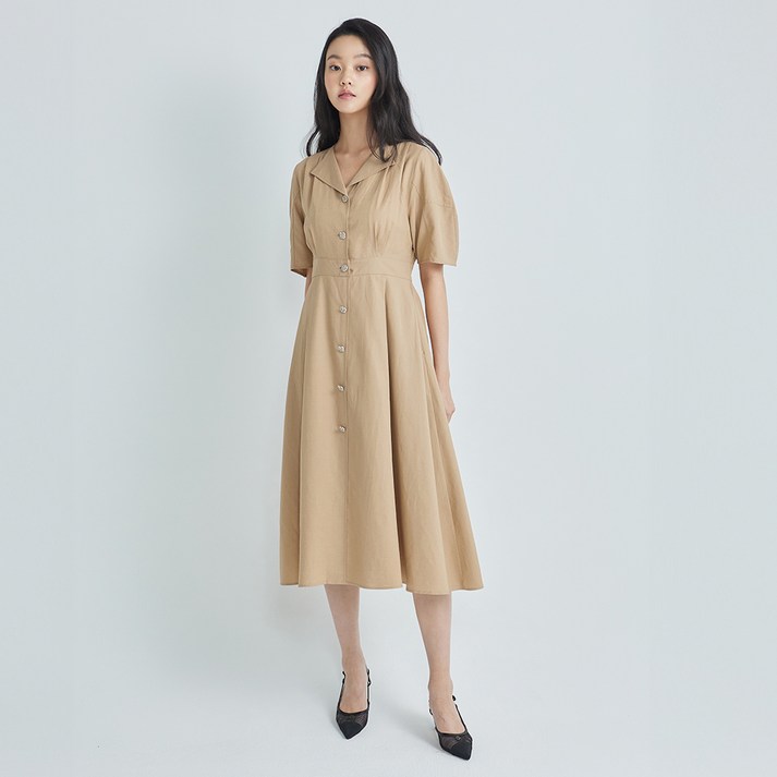 나이스클랍 볼륨 소매 카라 원피스