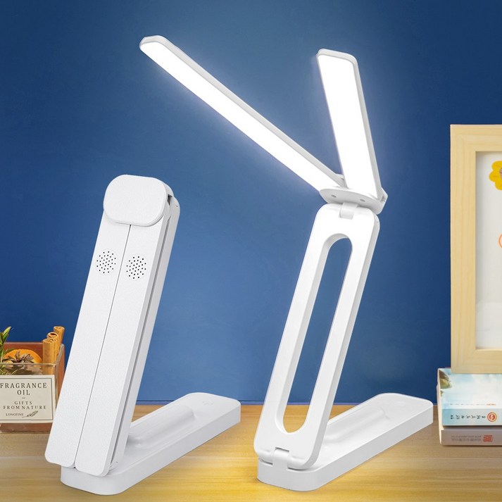 AURRA 휴대용 듀얼 LED 스탠드 조명 책상 스탠드 조명 시력보호 블루라이트 차단 와이드 조명 무단계 밝기조절 책상 사무실 학습용 사무용 독서용, 흰색