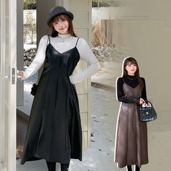 뉴욕멋쟁이 유나 레더 뷔스티에 롱원피스