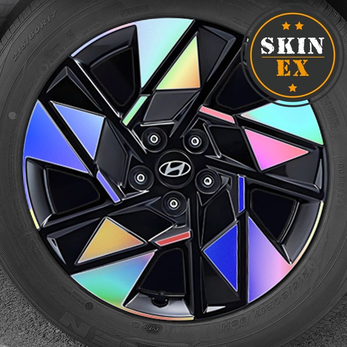 스킨엑스 코나 SX2 18인치 홀로그램 데칼 휠스티커, 1개