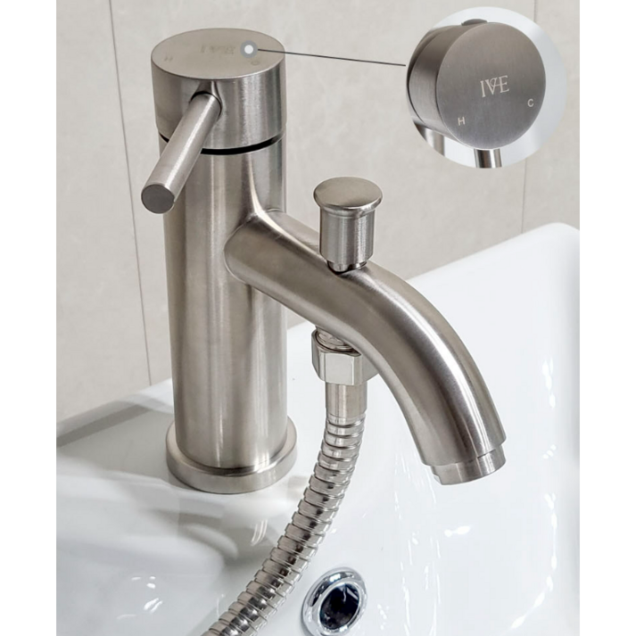 아이브 세면대겸용수전 욕실 화장실 세면기 STS304 무광 스텐 원홀 겸용 욕실 샤워기+호스 포함수전, 1개