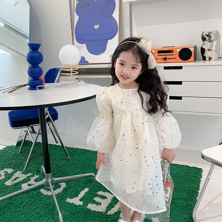 바로배송 여아하객룩 반짝 트윙클 셔링 원피스 입학식 결혼식코디 봄원피스 퍼프소매공주옷