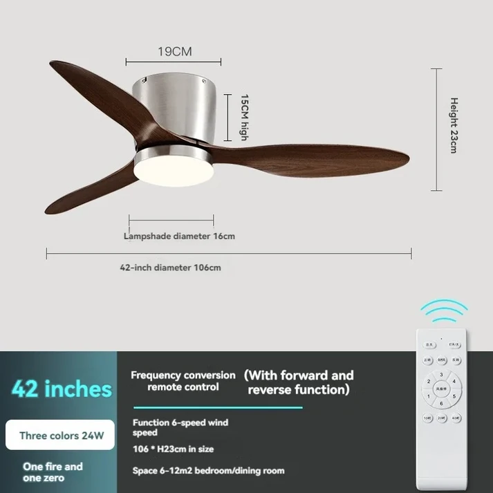 대형 바람 천장 팬 간단한 거실 식당 복고풍 비 조명 상업용 낮은 샹들리에
