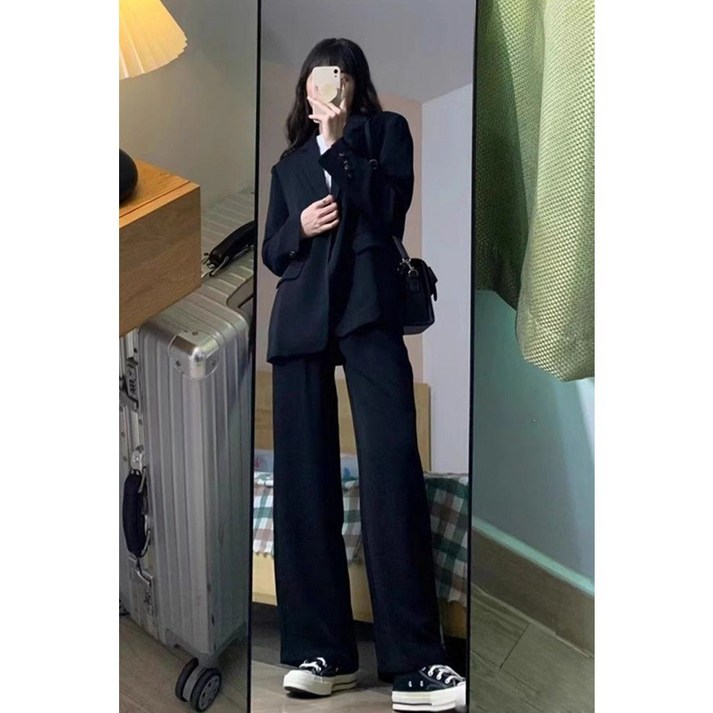 ANYOU 여자 봄가을 여성 정장 세트 캐주얼 투피스 여름면접복장