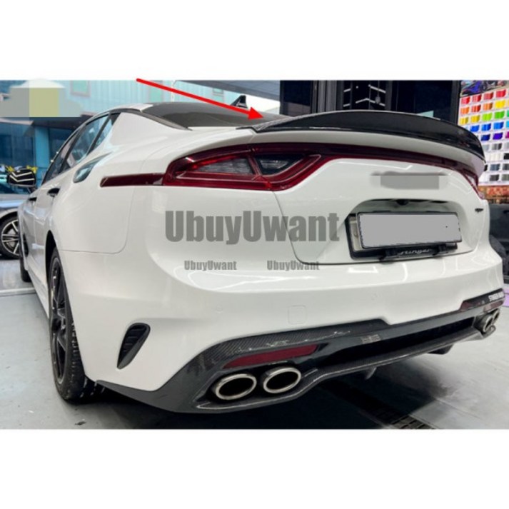 KIA K8 스팅어 스포일러에 사용 실제 광택 탄소 섬유 리어 윙 R 액세서리 바디 키트 14-19