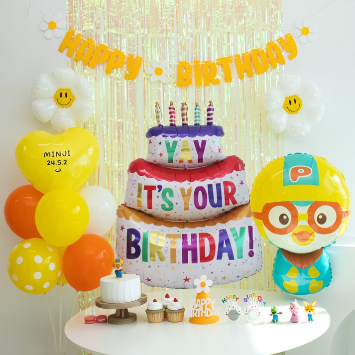 이벤트홀릭 뽀로로 풍선 생일파티용품 세트자유레터링 두돌생일상