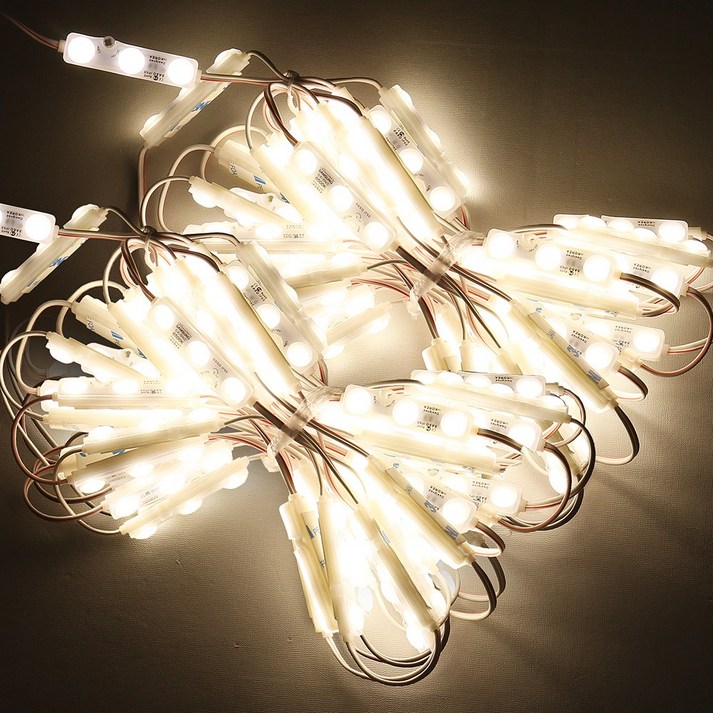 LED 3구 모듈 DC 12V 간판 제작 조명 방수 IP68, 100개, 주백색