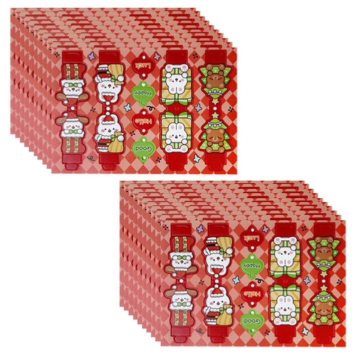 바이유즈 크리스마스 막대사탕 선물포장 ver.3 토끼곰, 80개