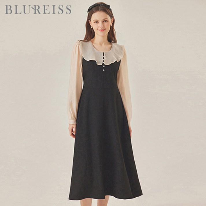 블루레이스 블루레이스 프릴배색플레어원피스_B4S1OP3181