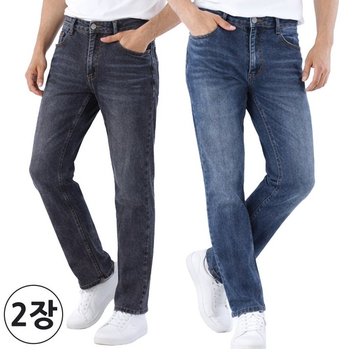 2장 제이씨월드 여름 남자 JC 슈퍼 스판 청바지워싱이 예쁜 일자핏 기본 캐주얼 데님 J175