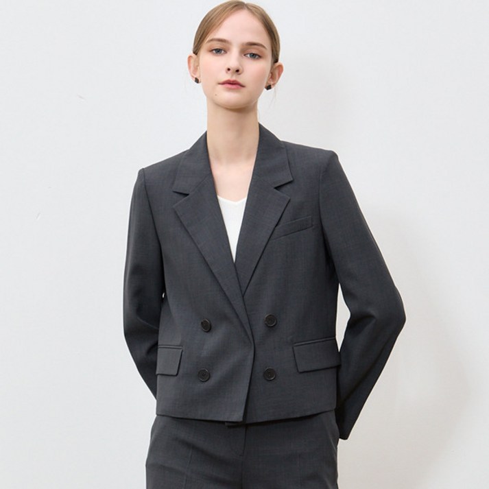 쉬즈미스 쉬즈미스SHESMISS  더블 브레스티드 크롭 자켓크링클 써머 슬랙스 2종세트 택가격 476000원