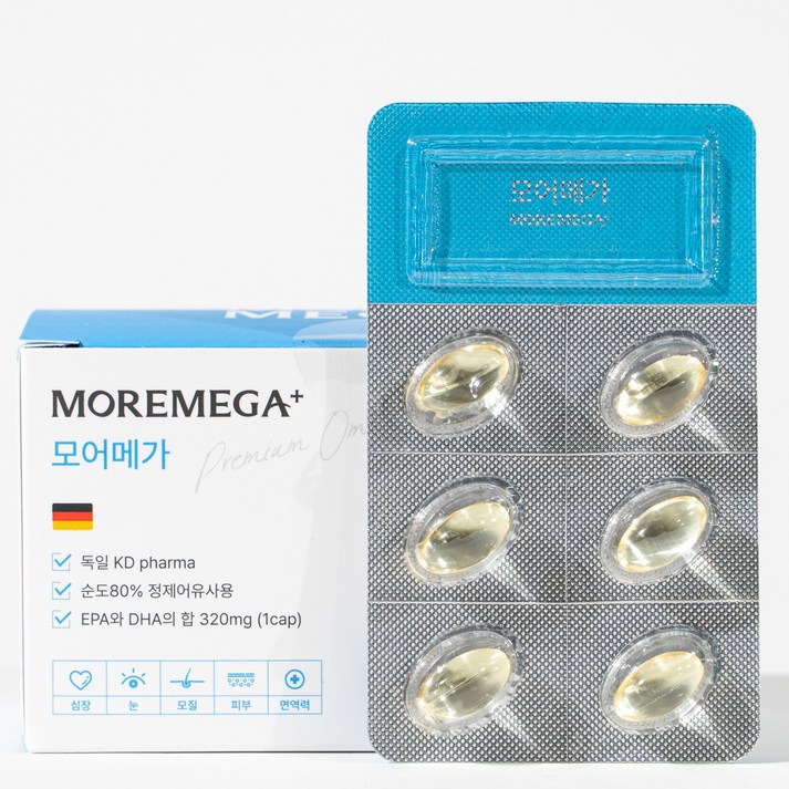 모어메가 강아지 오메가3 KD pharma 순도 80% 30캡슐 1개월