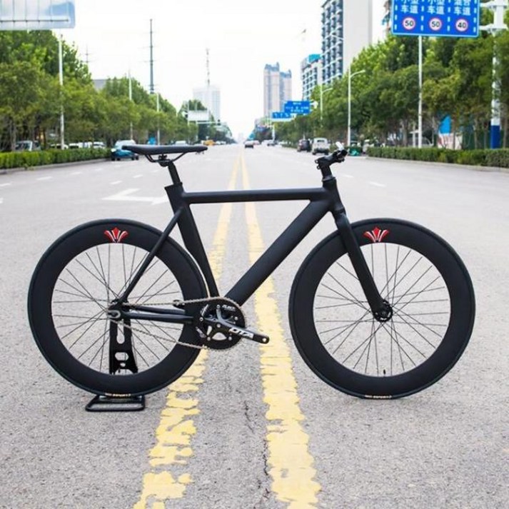 BMX 트위터 언노운 MTB 전동 하이브리드 ,픽시자전거 트랙 알루미늄 합금 블랙 프레임 고정 기어 70mm 플랫 스포크 700c 바퀴 림 48t ota 크랭크셋 단일 속도