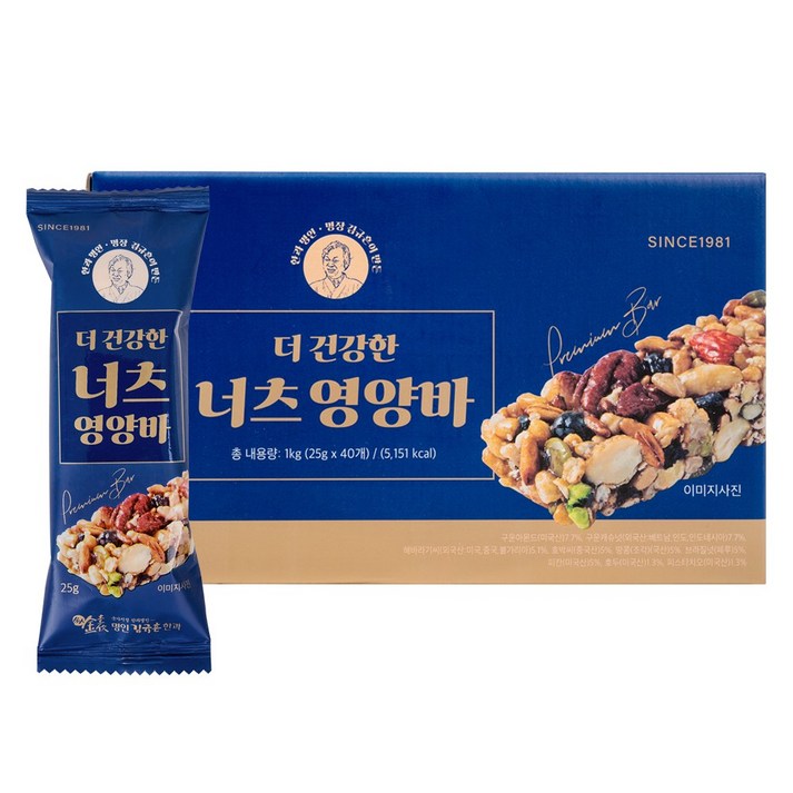 김규흔 한과 더 건강한 너츠 영양바, 40개, 25g