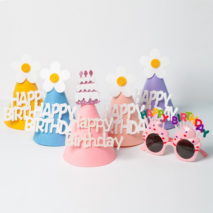 파티블루 꼬깔모자 생일모자 생일파티모자 생일파티 고깔 생일고깔모자 파티준비 생일파티용품세트 파티 소품 펠트, 핑크 세트