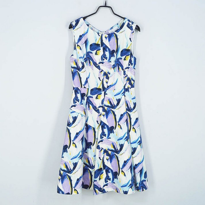 빈티지다온 레니본 여성 프린팅 민소매원피스 화이트82