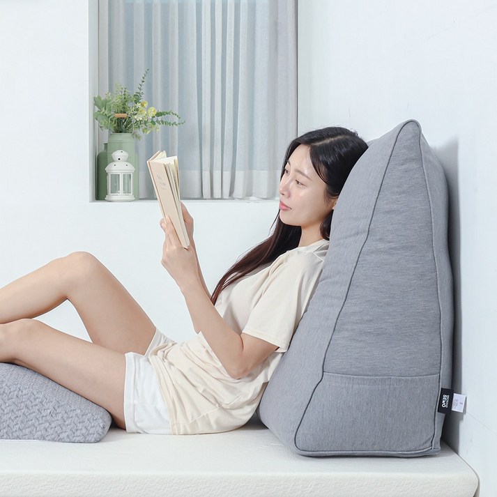 머리까지 기대는 삼각 쿠션 허리 등쿠션 쇼파 침대 등받이, 그레이 머리까지 기대는 삼각 쿠션 허리 등쿠션 쇼파 침대 등받이, 그레이