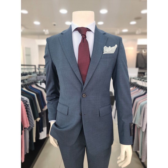 바쏘옴므 24S/S 이월 블루 그레이 써지 투버튼 정장WSY1JT41-4