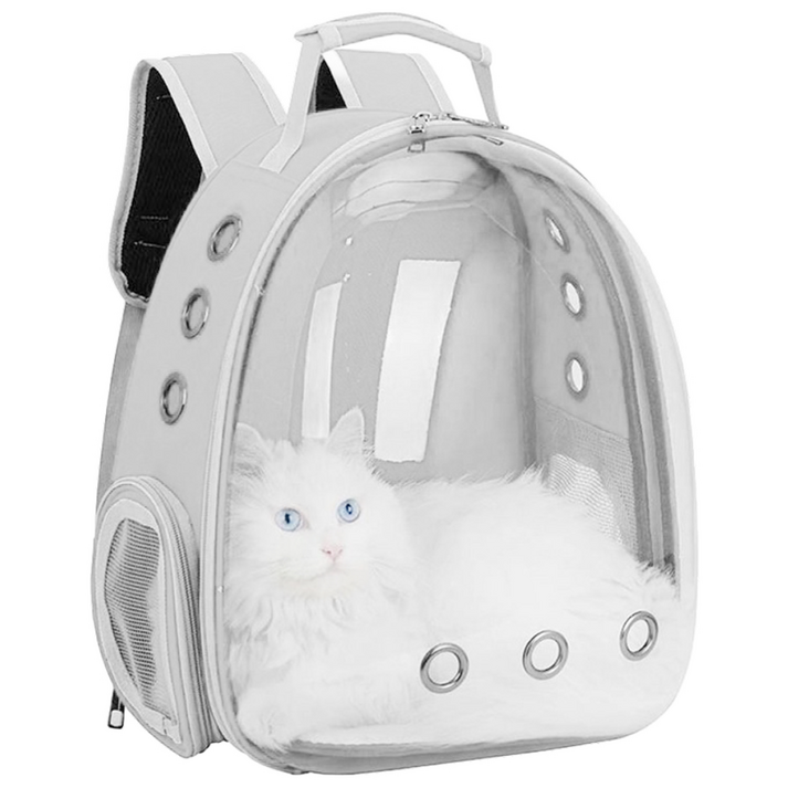 우아지오 반려동물 투명 외출가방 우주선 백팩, 1개, 그레이