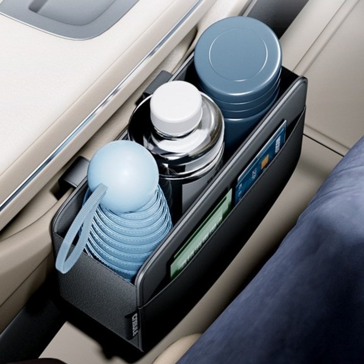 준성유통 자동차수납포켓 다용도 휴지통 사이드포켓 운전석 조수석 호환, 블랙, 1개