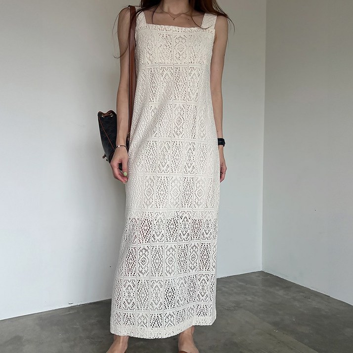 페이퍼먼츠 스퀘어 니트 짜임 민소매 이너 원피스 10200