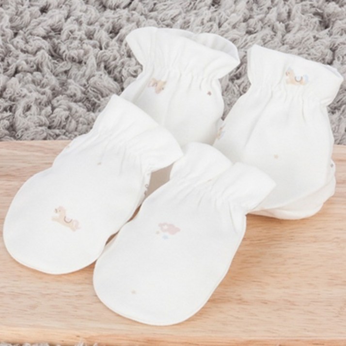 오가닉붐 신생아용 2026년 말띠 손싸개 + 발싸개 세트 사계절