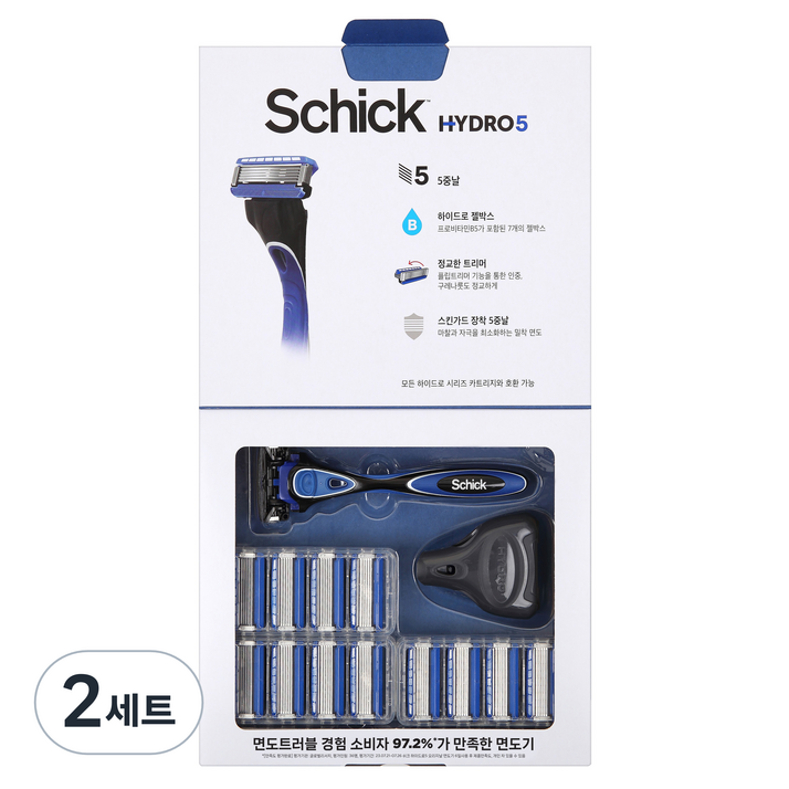 쉬크 하이드로5 오리지널 면도기 핸들 + 날 13p + 커버, 13개입, 2세트