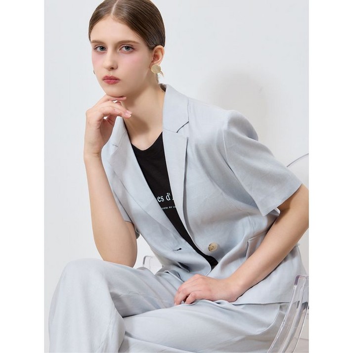 리스트 2SET 고품격 린넨 백 슬릿 재킷+와이드 팬츠 2종세트 택가격 446000원