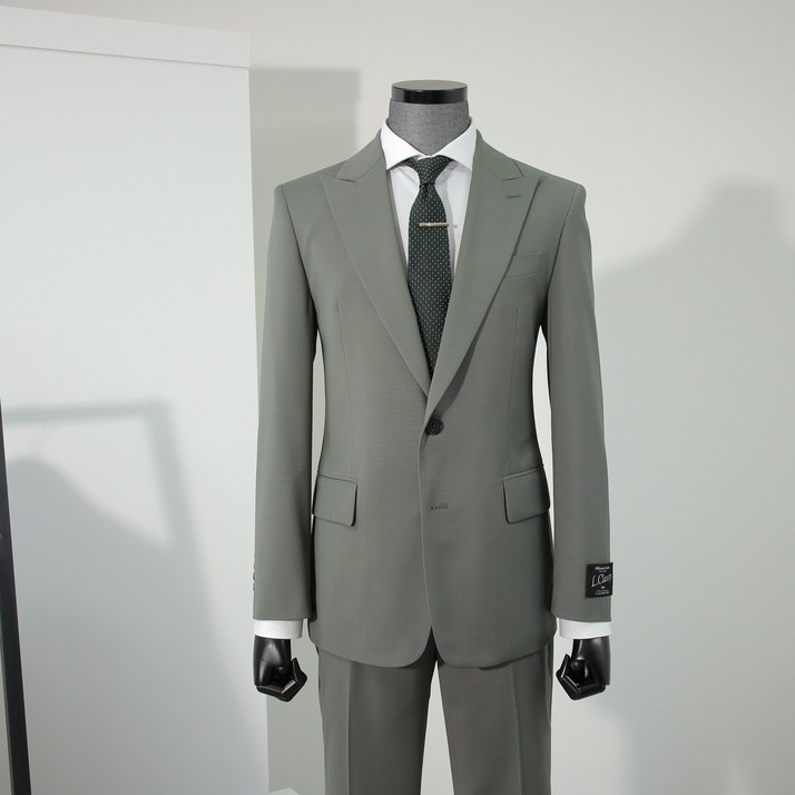 리버클래시 슬림핏 수트 싱글 울 혼방 슬림 3PCS 정장 카키그린 (조끼별도) LJS11169GR
