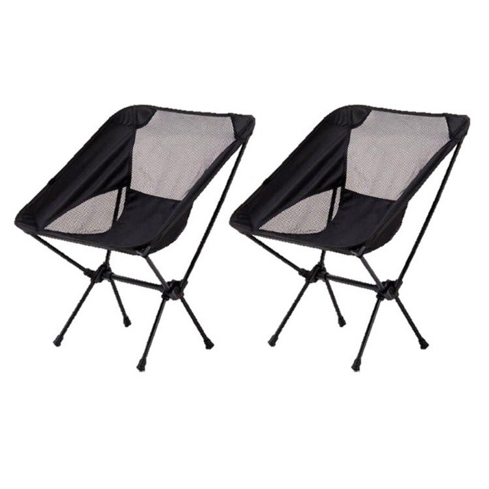올라운더 초경량 폴딩 캠핑 낚시 의자, 블랙, 2개