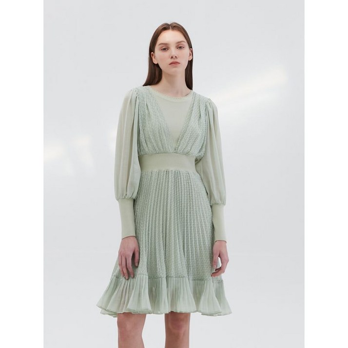 에고이스트 우븐 패치 볼륨 니트 원피스 EN1KO260