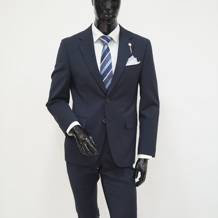 트루젠 남자 정장 봄 여름 울 모직 스판 수트 결혼 면접 출근 양복 남성 정장세트 네이비 E5430 [박스포장]