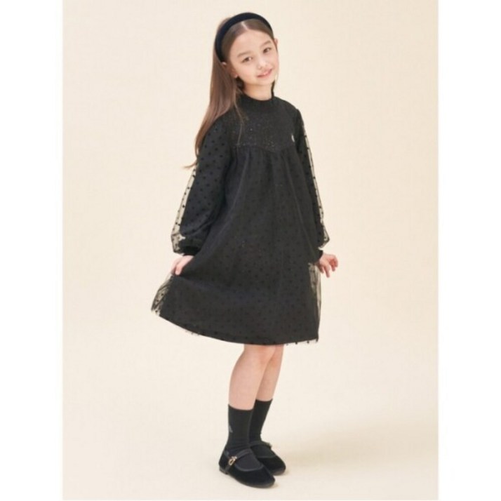 [빈폴키즈] [25FW 시즌오프 30%] [러블리 빙키 걸즈] 반목 트윙클 샤 원피스 블랙 (BI5871G055)