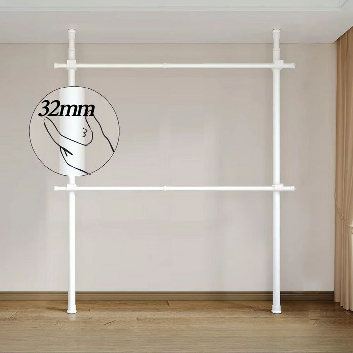 32mm 와이드 2단행거 고정식 설치형 튼튼한 옷걸이행거
