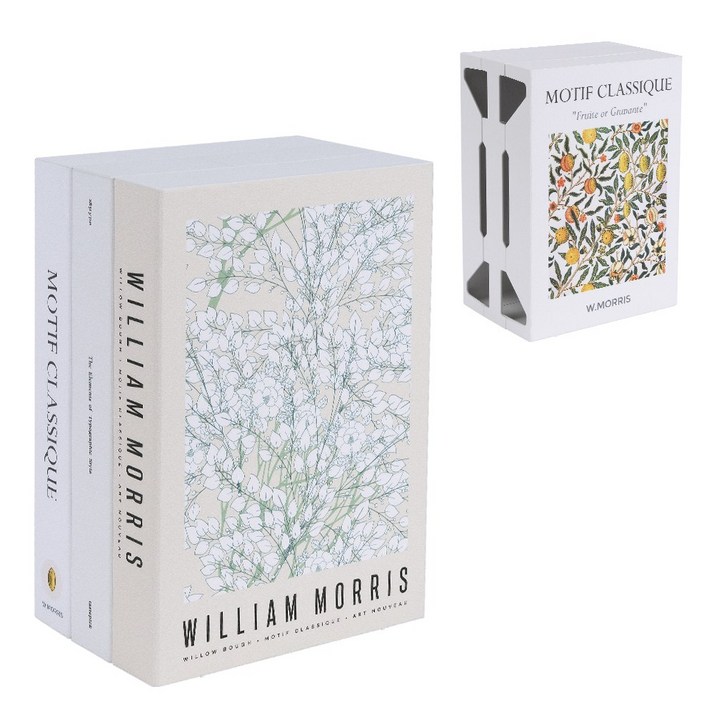 셋톱박스 공유기 정리함 오브제탭 책모양 멀티 수납 전선 케이블, 1개, 윌리엄모리스세트